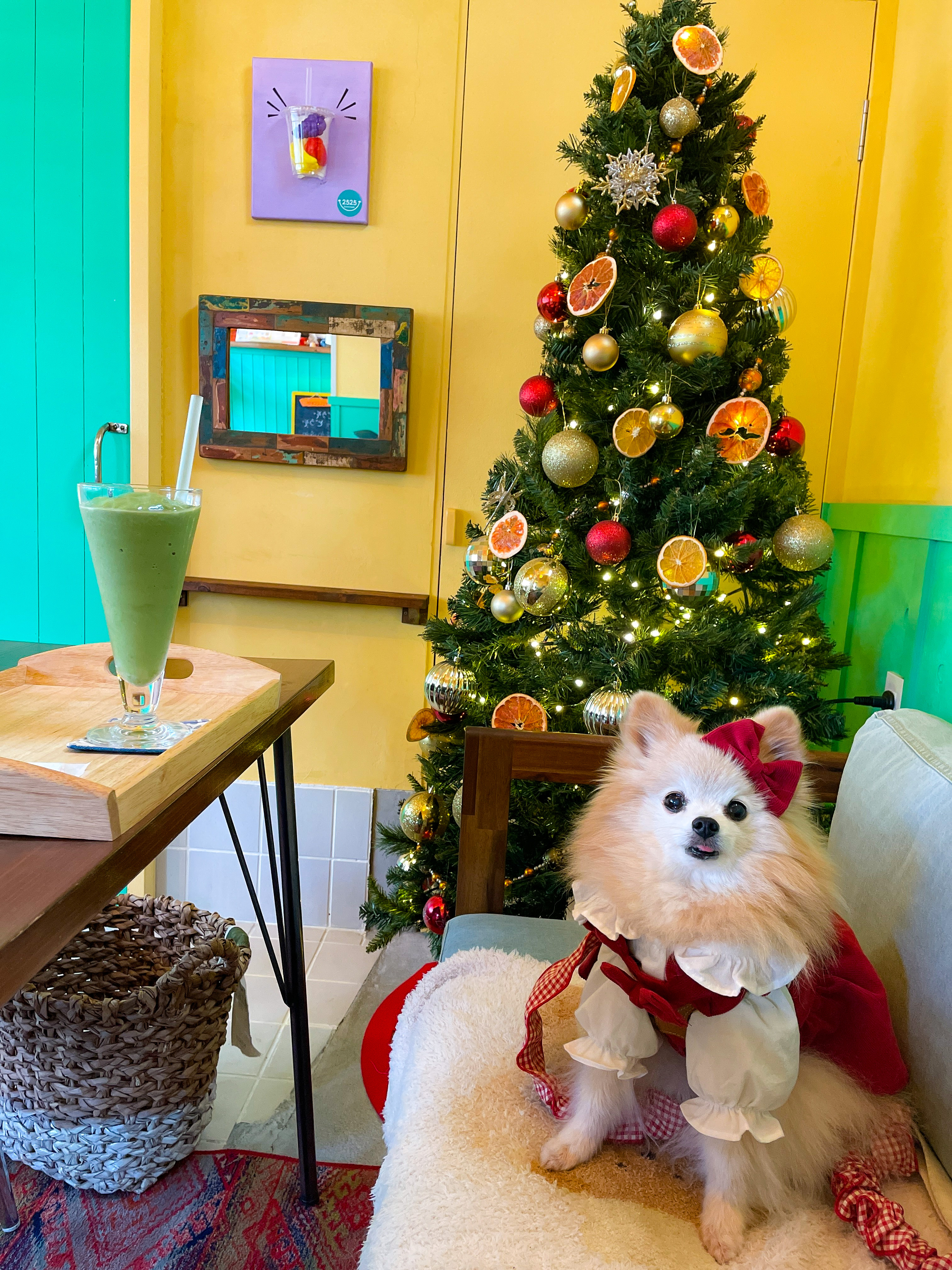 クリスマスの飾り付けのCafe